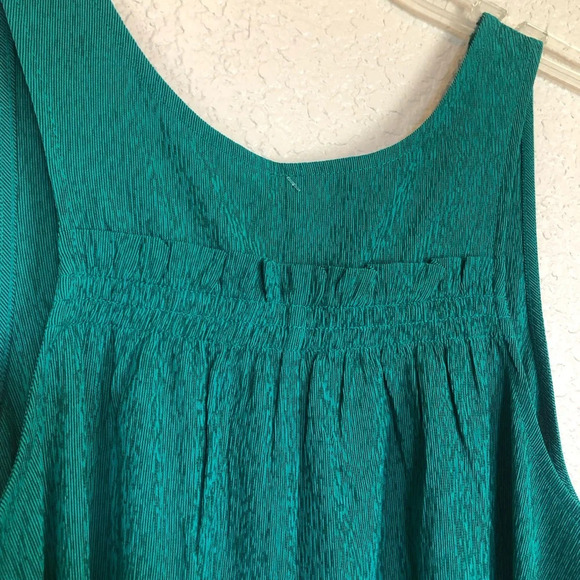 Athleta Emerald Green Echo Midi Tank Dress Size Medium Ruched Adjustable Waist - Picture 7 of 9